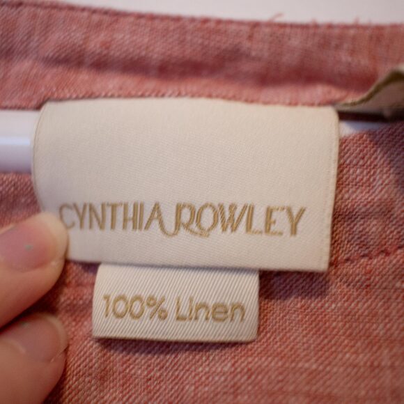 Cottagecore VTG Coral Linen Blend Button Detail Shirt Blush M | Soft Autumn - Picture 5 of 6